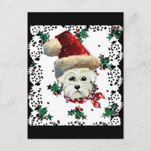 Postal Festiva Papá Noel Westie