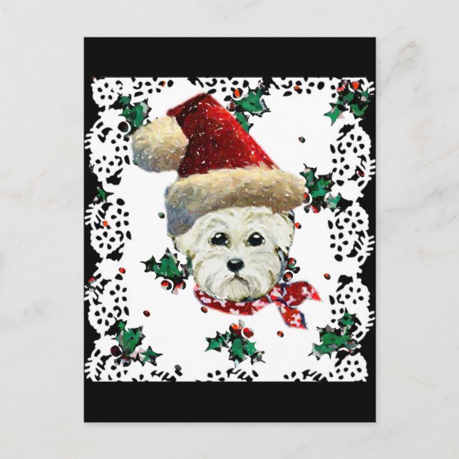 Postal Festiva Papá Noel Westie (Anverso)