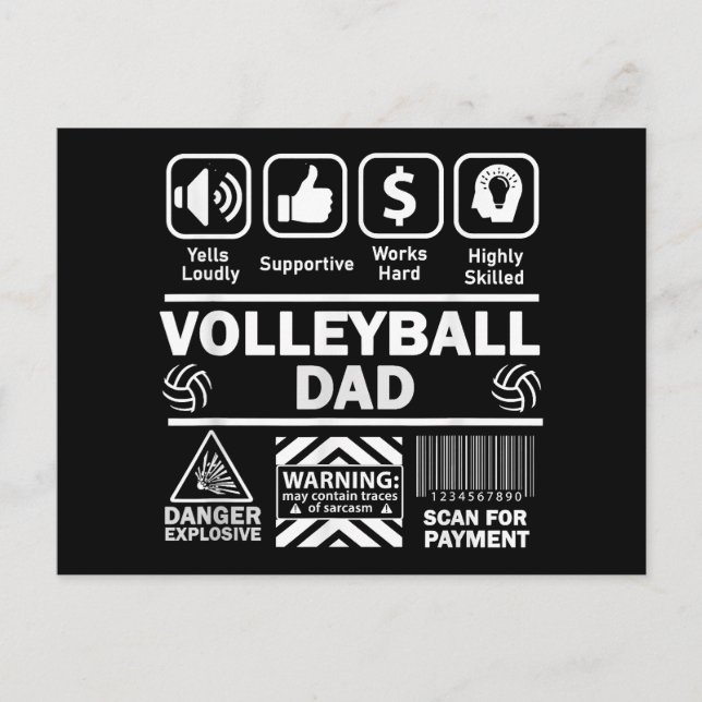 Postal Festiva Papel de voleibol con contenido gracioso de padre  (Anverso)