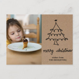 Postal Festiva Papel kraft rústico para la tipografía de árbol de