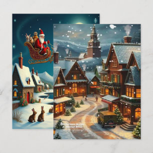 Postal Festiva Papel pintado encantador de la aldea de invierno d