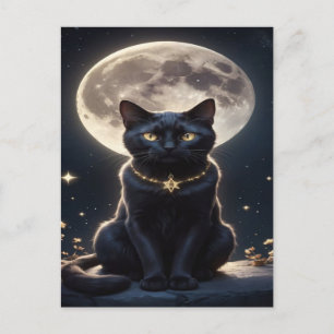 Postal Festiva Papel tapiz de Halloween de Gato Negro espeluznant