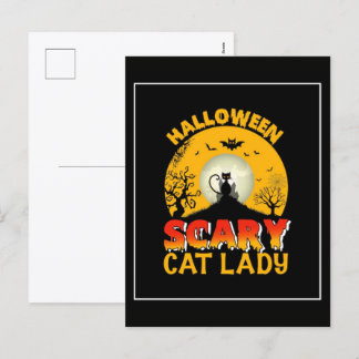 Postal Festiva Papel tapiz de Halloween de Gato Negro espeluznant