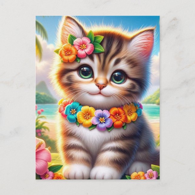 Postal Festiva Papel tapiz de Halloween de Gato Negro espeluznant (Anverso)