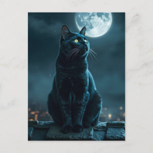Postal Festiva Papel tapiz de Halloween de Gato Negro espeluznant