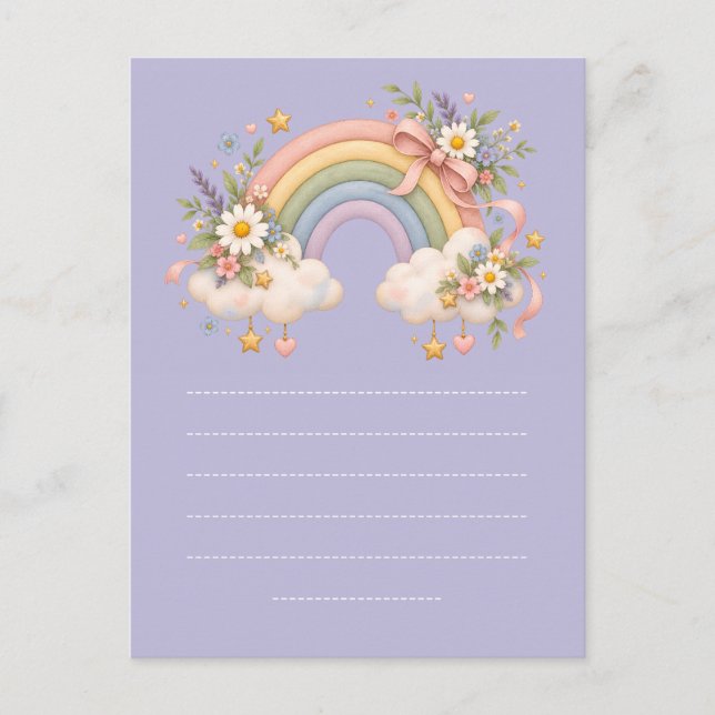 Postal Festiva Papelería Arcoíris Pastel (Anverso)