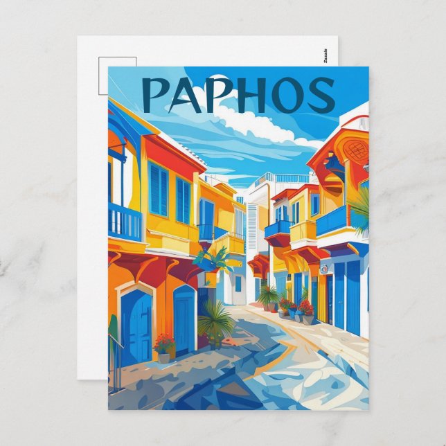 Postal Festiva Paphos City, recuerdo de Chipre (Anverso / Reverso)