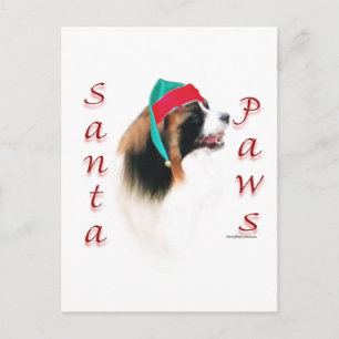 Postal Festiva Papillon Santa Paws