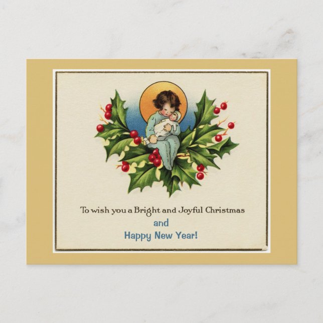 Postal Festiva Para desearte un amarillo brillante y alegre Navid (Anverso)