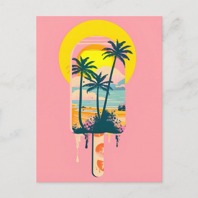 Postal Festiva Paraíso de los dulces de verano tropical (Anverso)