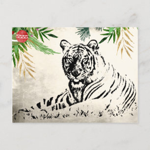 Postal Festiva Paraíso de Navidades de la temporada de tigres sal