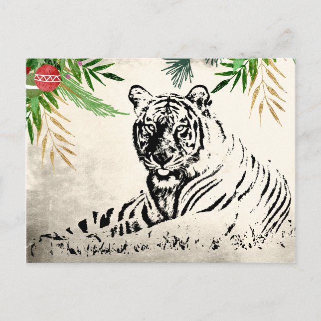 Postal Festiva Paraíso de Navidades de la temporada de tigres sal (Anverso)
