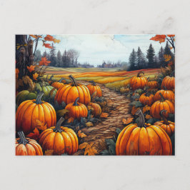 Postal Festiva Parche de calabaza otoño deja árboles en Halloween