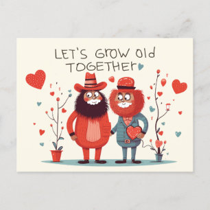 Postal Festiva Pareja con barba suave envejecemos juntos valente