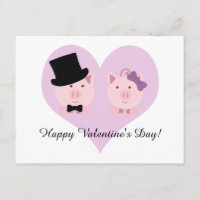 Pareja de cerdo guapa Feliz Día de San Valentín