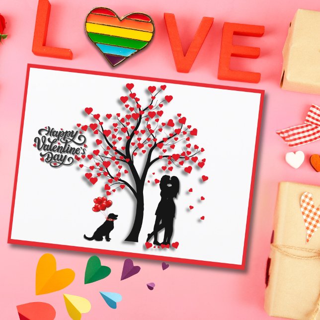 Postal Festiva Pareja de mujeres de árbol del corazón romántico (Subido por el creador)
