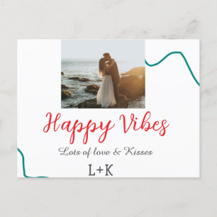 Postal Festiva Pareja de vacaciones Vibes Felices nombre fecha bo