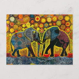 Postal Festiva Pareja elefante con girasoles