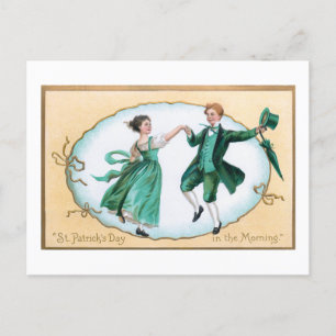 Postal Festiva Pareja irlandesa de baile cutáneo vintage