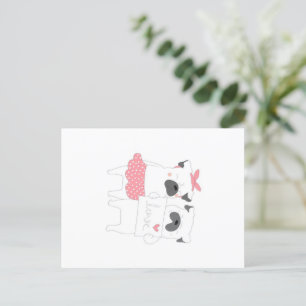 Postal Festiva Pareja Linda Amor de Bulldog Francés   Amante de P