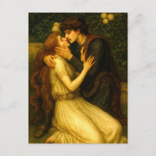 Postal Festiva Pareja Romántica En Jardín