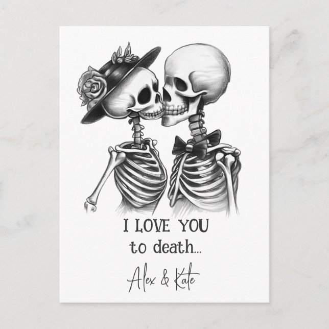 Postal Festiva Pareja Skeleton (Anverso)