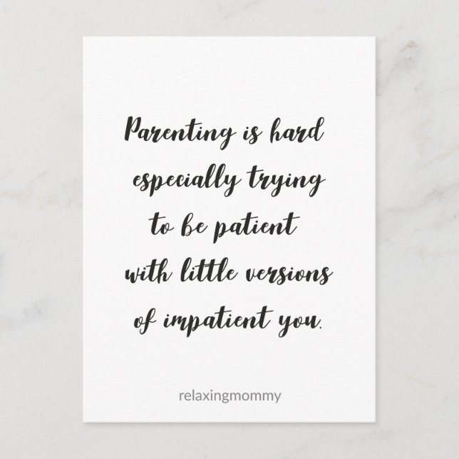 Postal Festiva Parenting is hard, funny quote kaart (Anverso)