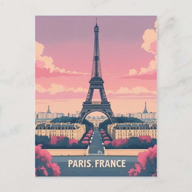 Postal Festiva Paris France Eiffel Tower_ City Skyline (Anverso)