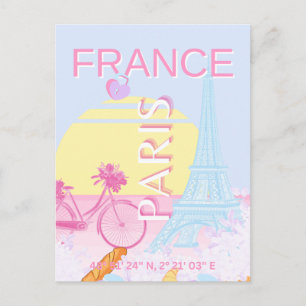Postal Festiva París, Francia, arte de viajes, perrito, azul