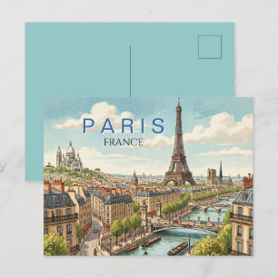 Postal Festiva París Francia Viaje Arte Vintage