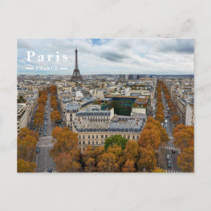 Postal Festiva París Francia Viaje Torre Eiffel Otoño Dorado
