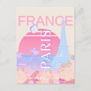 Postal Festiva París, Francia, Viajes, Preppy, Pastel