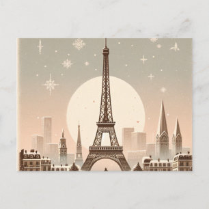 Postal Festiva París navideño nostálgico – Magia de las fiestas
