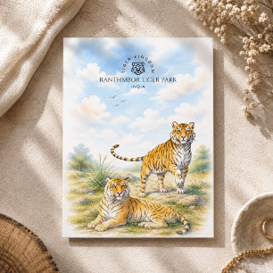 Postal Festiva Parque del Tigre de Ranthmbor, India Naturaleza