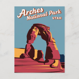 Postal Festiva Parque nacional de los Arcos Retro Ilustracion de