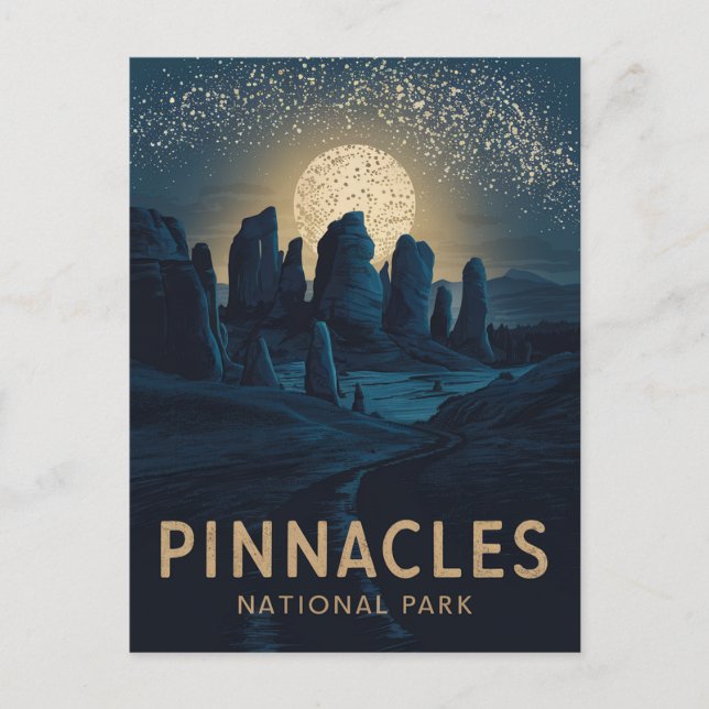 Postal Festiva Parque nacional de los Pinnacles - Luna llena - (Anverso)