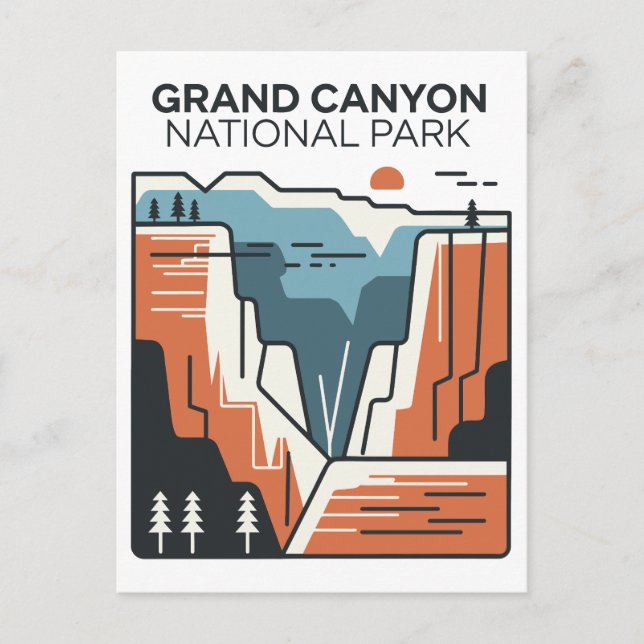 Postal Festiva Parque nacional del Gran Cañón Ilustracion abstrac (Anverso)