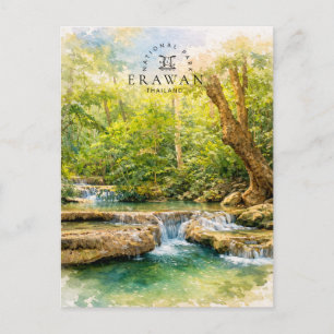 Postal Festiva Parque Nacional Erawan Tailandia Cascada