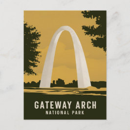 Postal Festiva Parque nacional Gateway Arch Retro Travel Art