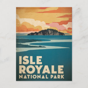 Postal Festiva Parque nacional Isle Royale Poster Retro