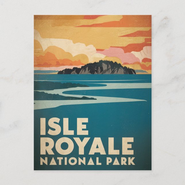 Postal Festiva Parque nacional Isle Royale Poster Retro (Anverso)
