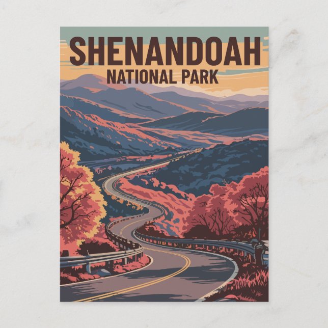 Postal Festiva Parque nacional Shenandoah Arte de Virginia Wilder (Anverso)