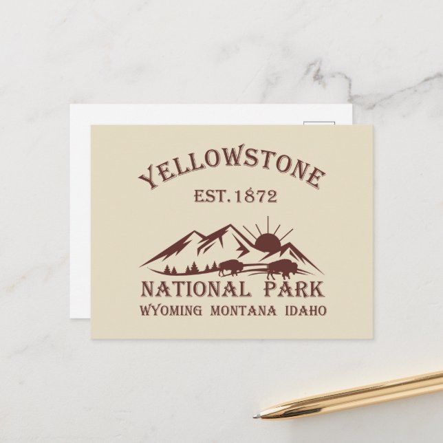 Postal Festiva Parque Nacional Yellowstone Vintage (Anverso/Reverso In Situ)