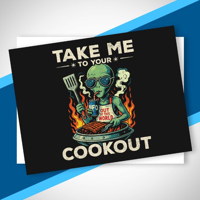 Postal Festiva Parrillada divertida de alienígenas a la barbacoa  (Subido por el creador)