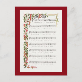 Postal Festiva Partitura musical de los cascabeles