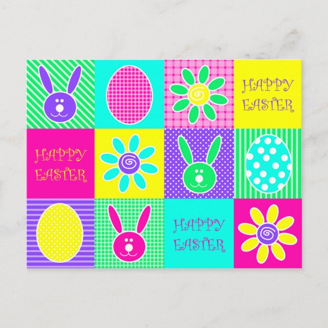 Postal Festiva Pascua colorida (Anverso)