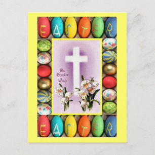 Postal Festiva Pascua - Cruza entre lirios
