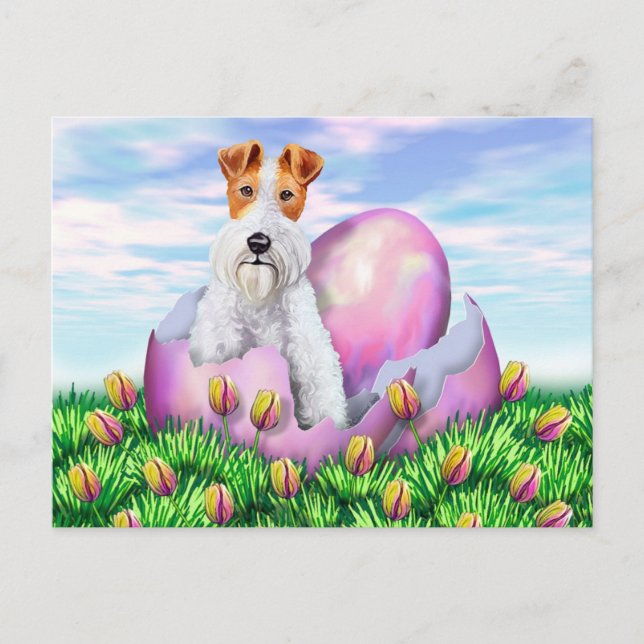 Postal Festiva Pascua de Fox Terrier (Anverso)