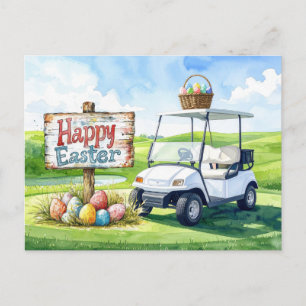 Postal Festiva Pascua de golf en green de putting