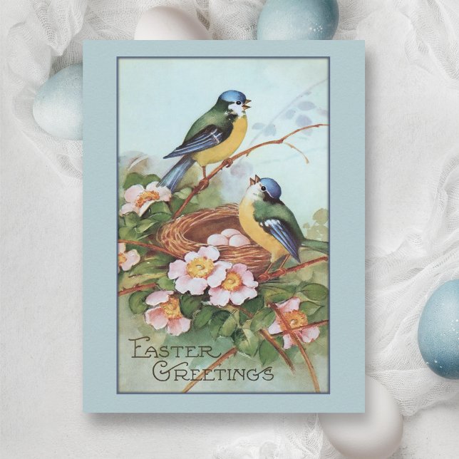 Postal Festiva Pascua de pájaro azul vintage (Subido por el creador)
